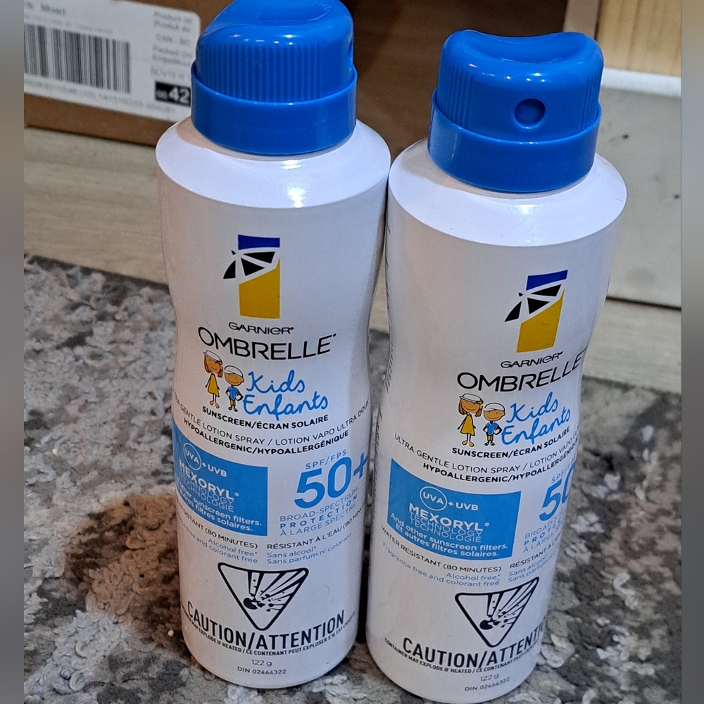 2 Brand New Garnier Ombrelle Kids Sunscreen SPF 50+. 122grams. Expires 03/2027